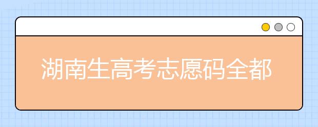 湖南生高考志愿碼全都在這，快來(lái)看看吧！