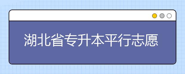 湖北省專升本平行志愿填報(bào)錄取規(guī)則，一文看懂！